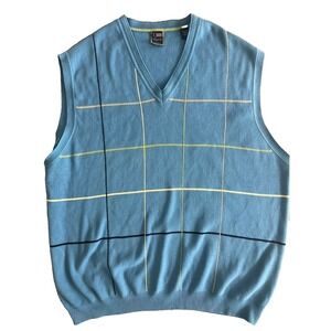 T. Harris London Sweater Vest‎ Cotton Men's Size XXL Blue Preppy Golf Tennis